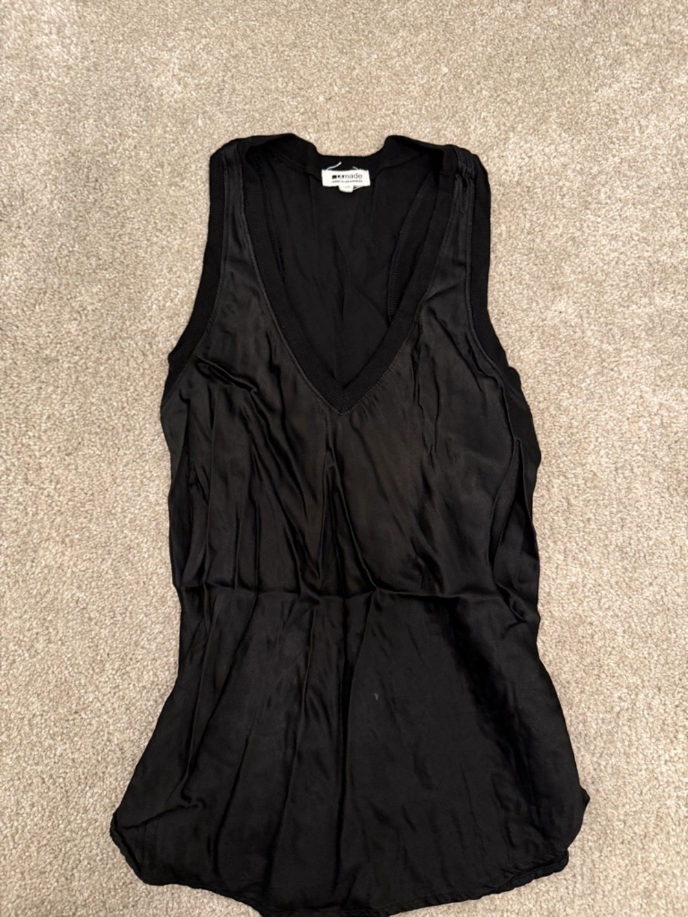 A.L.C. Black V-Neck Satin-Feel Tank